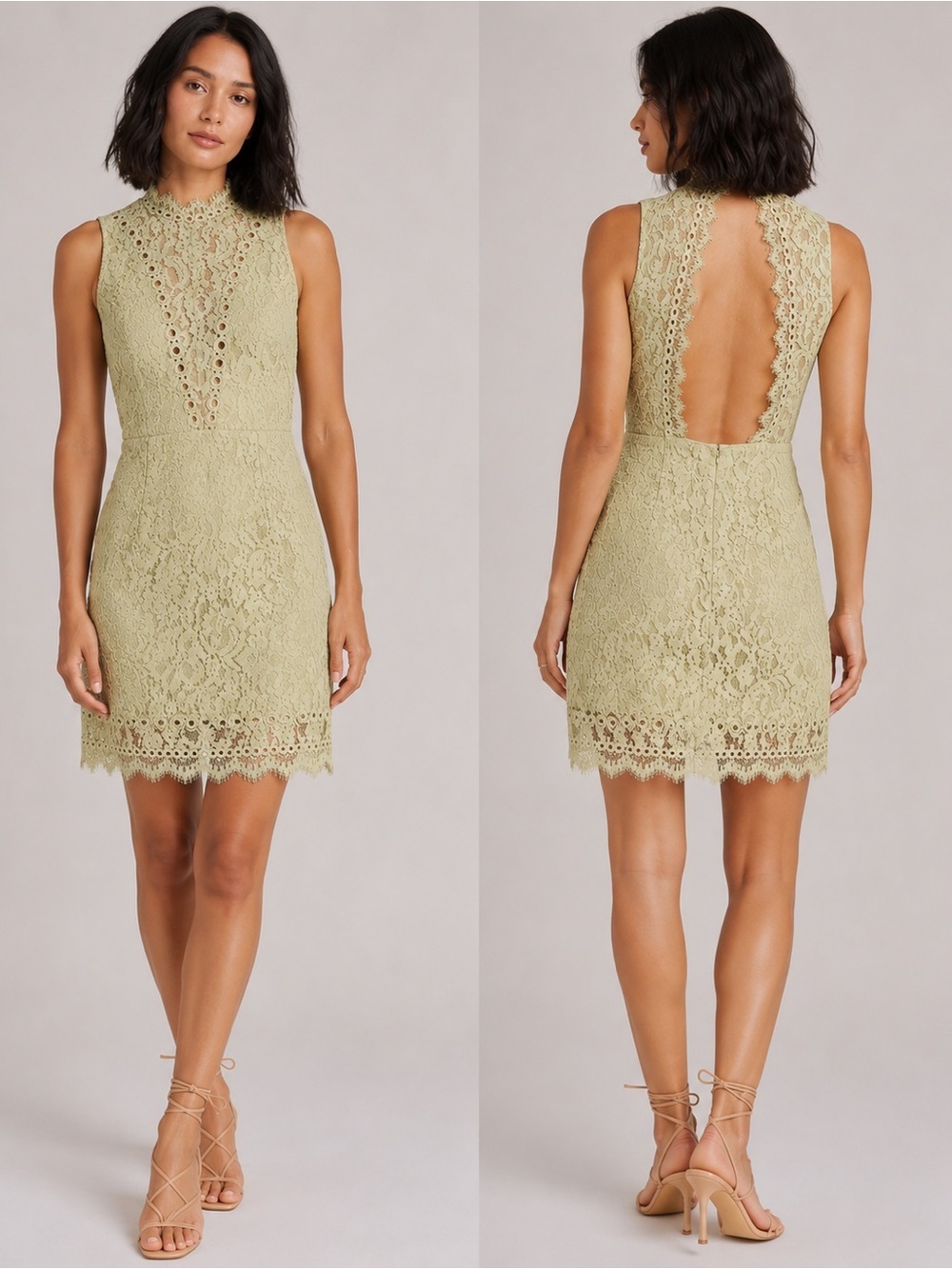 Free People x Saylor Pistachio Cherie Lace Open Back Dress Large NWT